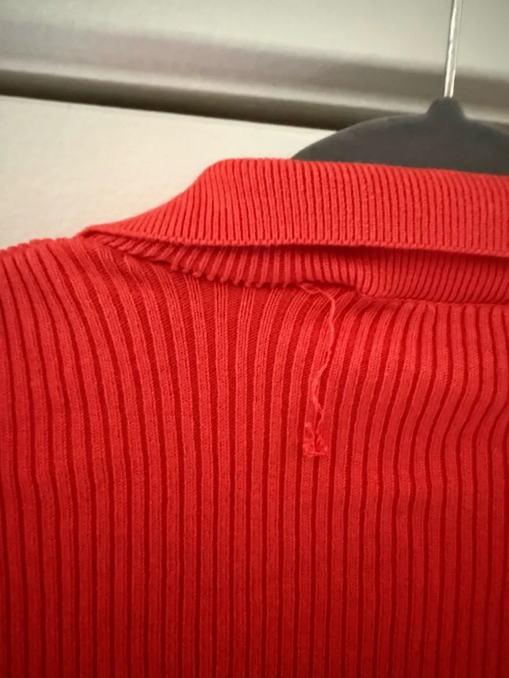 Zara Red Orange Ribbed Knit Mini Dress Polo Collar Bodycon Long Sleeve Medium - Picture 11 of 11